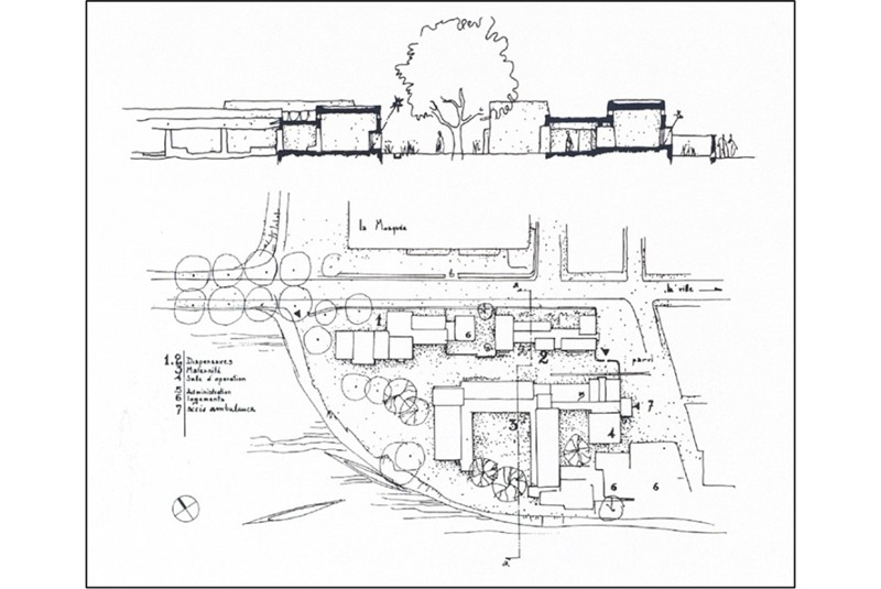 Fig. 3
André Ravéreau, Centro di sanità
di Mopti, 1970-76, planimetria
generale e sezione (da Archivio
privato di André Ravéreau), ©
André Ravéreau/ADAGP. Paris,
2013. Fig. 3
André Ravéreau, Centro di sanità
di Mopti, 1970-76, planimetria
generale e sezione (da Archivio
privato di André Ravéreau), ©
André Ravéreau/ADAGP. Paris,
2013.