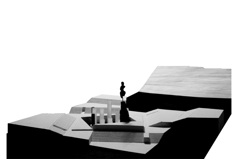 Fig. 10
Gli spalti accolgono le persone
come in un grande teatro all&rsquo;aperto,
rendendo possibile osservare
frammenti del paesaggio
circostante.