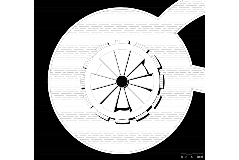 Fig. 10
Thomas Pepino, Il mausoleo,
pianta a quota 10 m slm, Lampedusa,
2023. Fig. 10
Thomas Pepino, Il mausoleo,
pianta a quota 10 m slm, Lampedusa,
2023.