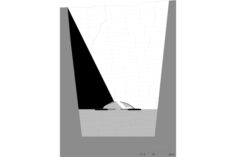 Fig. 12
Thomas Pepino, Il mausoleo, sezione,
Lampedusa, 2023. Fig. 12
Thomas Pepino, Il mausoleo, sezione,
Lampedusa, 2023.