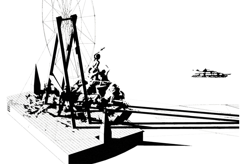 Fig. 9
Perspective view of the Fata Morgana project; montage inspired by We're not all in the same boat (Banksy 2015), a contemporary version of The Raft of the Medusa. Fig. 9
Perspective view of the Fata Morgana project; montage inspired by We're not all in the same boat (Banksy 2015), a contemporary version of The Raft of the Medusa.