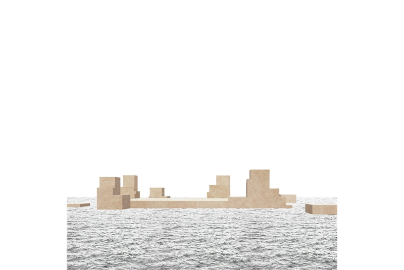 Fig. 13
Viste prospettiche del monumento
memoriale, verso la terraferma
e verso l&rsquo;orizzonte.