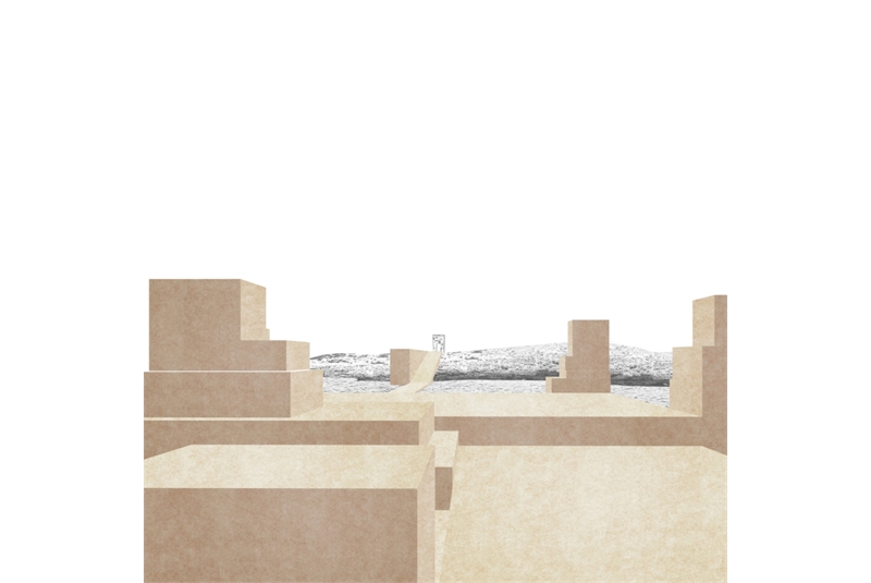 Fig. 12
Perspective views of the monument/
memorial, towards the mainland
and towards the horizon. Fig. 12
Perspective views of the monument/
memorial, towards the mainland
and towards the horizon.