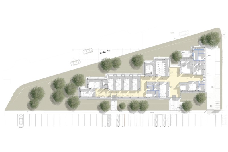 Fig. 8
Bertani & Vezzali architetti, Casalgrande Health House Project, Reggio Emilia, 2017. Plan. Fig. 8
Bertani & Vezzali architetti, Casalgrande Health House Project, Reggio Emilia, 2017. Plan.