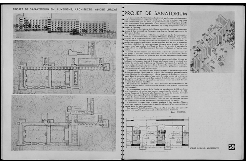 Figg. 90-91
- Andr&eacute; Lur&ccedil;at, Sanatorio Puy de Dome a Durtol, 1929 / Puy de Dome Sanatorium in Durtol.