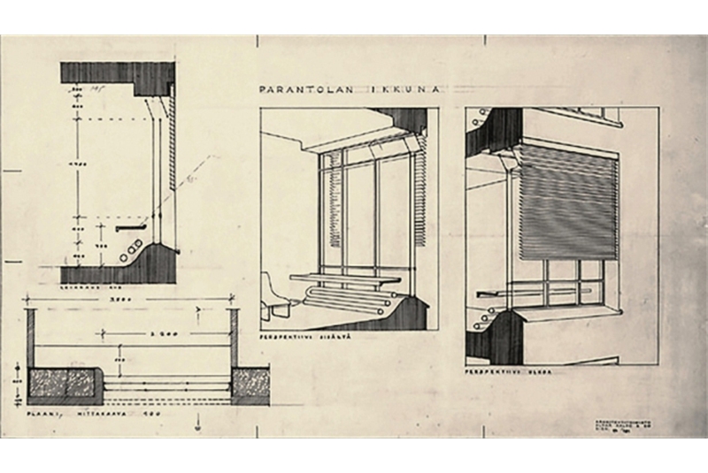 Figg. 95-96
- Alvar Aalto, Sanatorio di Paimio, 1929-33. Particolari / Paimio Sanatorium. Details.