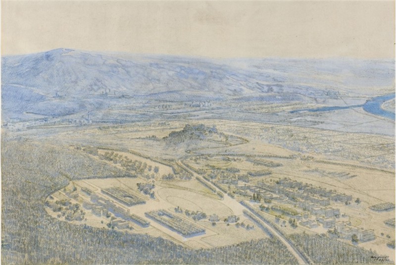 Fig. 6
Tony Garnier, Cit&eacute; Industrielle (1901-1904). Vista della zona dell&rsquo;ospedale.