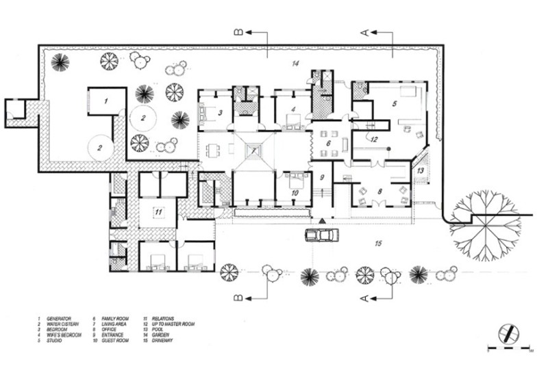 Fig. 8
Residenza di Demas Nwoko,
Idumuje, Ugboko (1976): planimetria. Fig. 8
Residenza di Demas Nwoko,
Idumuje, Ugboko (1976): planimetria.