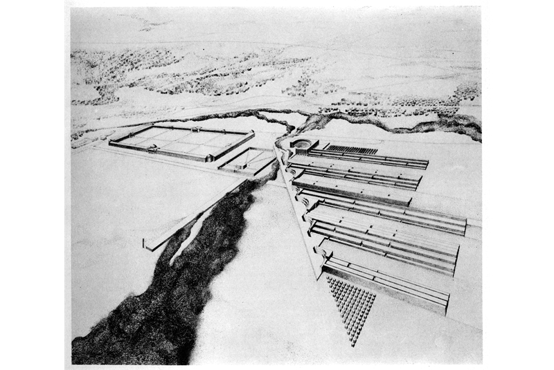 Fig. 20
Costantino Dardi, Giovanni Morabito, Michele Rebora, Ariella Zattera, Veduta prospettica generale e planimetria generale con ombre, Progetto Dom, secondo classificato, Concorso nazionale di idee per il nuovo Cimitero di Modena, 1972
Da «Controspazio», n. 10, ottobre 1972, p. 13. Fig. 20
Costantino Dardi, Giovanni Morabito, Michele Rebora, Ariella Zattera, Veduta prospettica generale e planimetria generale con ombre, Progetto Dom, secondo classificato, Concorso nazionale di idee per il nuovo Cimitero di Modena, 1972
Da «Controspazio», n. 10, ottobre 1972, p. 13.