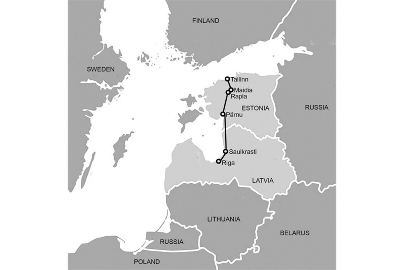 Fig. 7 - Mappa del GT#2 da Riga a
Tallinn (8-12 giugno 2024),
attraverso una serie di tappe
intermedie per visitare edifici
realizzati dal periodo tra le due
guerre a quello successivo
all’indipendenza / Map of GT#2 from Riga to Tallinn
(8-12 June 2024), via a series of
intermediate stops to visit buildings
constructed during a period
spanning from the interwar
years to the post-independence
era. Fig. 7 - Mappa del GT#2 da Riga a
Tallinn (8-12 giugno 2024),
attraverso una serie di tappe
intermedie per visitare edifici
realizzati dal periodo tra le due
guerre a quello successivo
all’indipendenza / Map of GT#2 from Riga to Tallinn
(8-12 June 2024), via a series of
intermediate stops to visit buildings
constructed during a period
spanning from the interwar
years to the post-independence
era.
