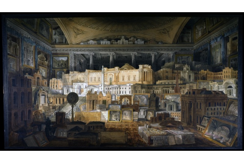 Fig. 6 - Dipinto di Joseph Gandy “A
selection of parts of buildings,
public and private, erected
from the designs of J. Soane,
Esq. R.A. in the metropolis, and
in other places of the United
Kingdom, between the years
1780 and 1815”. © Sir John
Soane's Museum, Londra. Fig. 6 - Dipinto di Joseph Gandy “A
selection of parts of buildings,
public and private, erected
from the designs of J. Soane,
Esq. R.A. in the metropolis, and
in other places of the United
Kingdom, between the years
1780 and 1815”. © Sir John
Soane's Museum, Londra.