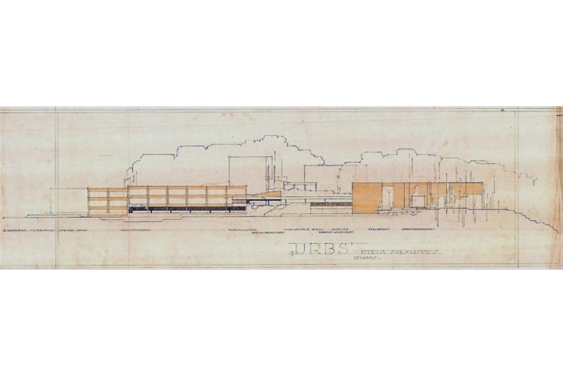 Fig. 24
A.Aalto Campus di Jyväskylä
(1951-71), Alzato di concorso del
fronte lngitudinale. Fig. 24
A.Aalto Campus di Jyväskylä
(1951-71), Alzato di concorso del
fronte lngitudinale.