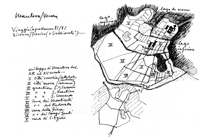 Fig. 2 - Carlo Aymonino, Appunti per
un viaggio a Verona/Mantova,
Capodanno 1981/82 / Notes for a
journey to Verona/Mantua,
New Year 1981/82. Da/From: Carlo
Aymonino, Disegni 1972-1997,
Federico Motta. Fig. 2 - Carlo Aymonino, Appunti per
un viaggio a Verona/Mantova,
Capodanno 1981/82 / Notes for a
journey to Verona/Mantua,
New Year 1981/82. Da/From: Carlo
Aymonino, Disegni 1972-1997,
Federico Motta.
